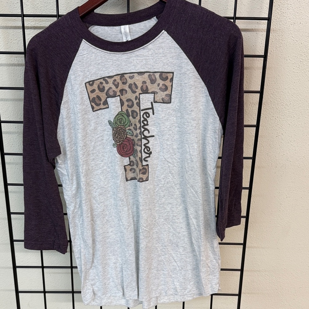 Next Level Apparel Purple and Gray Raglan Tee